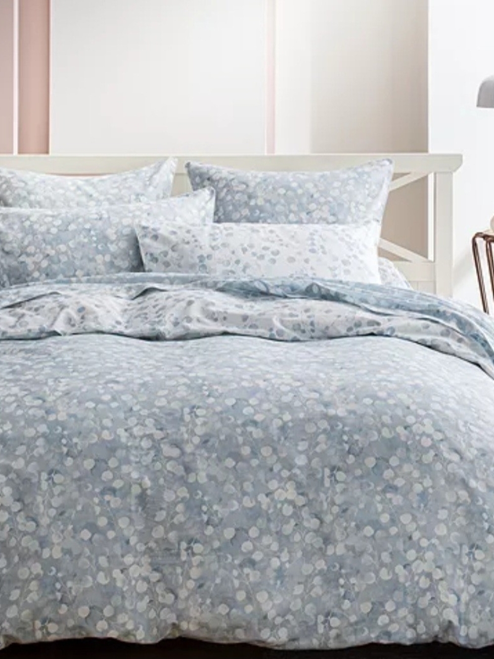 Anne De Solene Paris Rosee Sateen QUEEN Duvet Cover Blue Retail $590